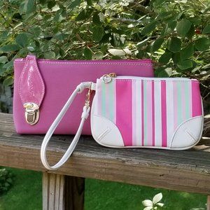 LANCOME MAKEUP COSMETIC BAG PLUS LANCOME WRISTLET COSMETIC BAG